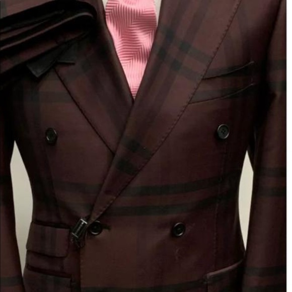 Stunning super 150 Cerruti handmade chocolate brown/ black Burberry print suit - Picture 3 of 5